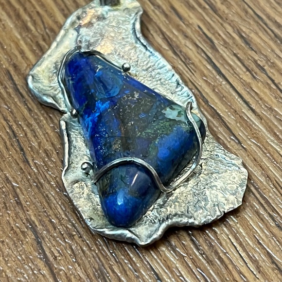 Large Lapis Stone Pendant Necklace 925 Sterling Silver Southwestern Handmade NEW - Picture 7 of 10